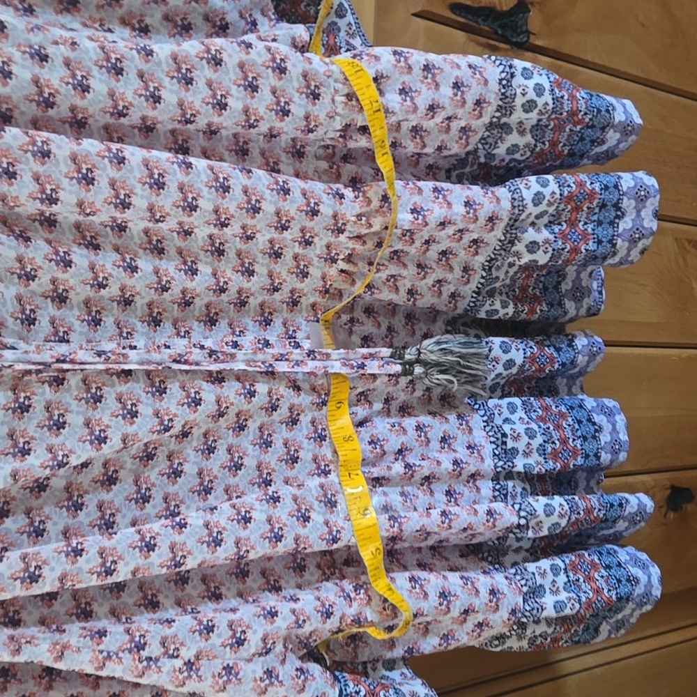 Boho Floral Print, Festival Bouse, Fairy, Semi Sheer, Whimsigoth, Angel sleeves - Picture 13 of 14